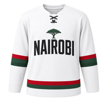 Load image into Gallery viewer, Nairobi Original Hockey Jersey in White, front view – custom name and number