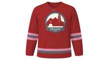 Load image into Gallery viewer, Nanjing Original Hockey Jersey in Ming Red, front view – custom name and number