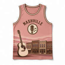 Load image into Gallery viewer, Nashville Music Row Original Basketball Jersey in Sunset Rose, front view – custom name and number