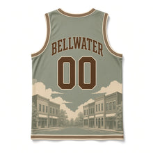 Load image into Gallery viewer, Nashville Music Row Original Basketball Jersey in Porch Sage, back view with your name and number
