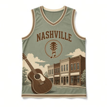 Load image into Gallery viewer, Nashville Music Row Original Basketball Jersey in Porch Sage, front view – custom name and number