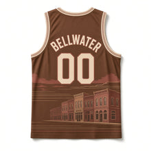 Load image into Gallery viewer, Nashville Music Row Original Basketball Jersey in Walnut Brown, back view with your name and number