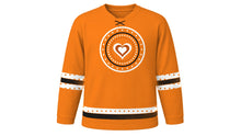 Load image into Gallery viewer, National Day for Truth and Reconciliation Original Hockey Jersey in Orange, front view – custom name and number