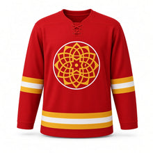 Load image into Gallery viewer, Navratri Original Hockey Jersey in Red, front view – custom name and number