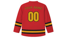 Load image into Gallery viewer, Nebuta Matsuri Original Hockey Jersey in Nebuta Red, back view with your name and number