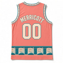 Load image into Gallery viewer, Neon Motel Roadside Original Basketball Jersey in Neon Coral, back view with your name and number
