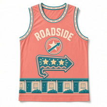 Load image into Gallery viewer, Neon Motel Roadside Original Basketball Jersey in Neon Coral, front view – custom name and number