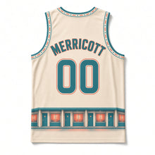 Load image into Gallery viewer, Neon Motel Roadside Original Basketball Jersey in Diner Cream, back view with your name and number