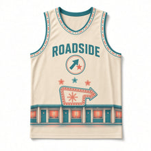 Load image into Gallery viewer, Neon Motel Roadside Original Basketball Jersey in Diner Cream, front view – custom name and number