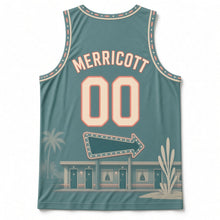 Load image into Gallery viewer, Neon Motel Roadside Original Basketball Jersey in Motel Teal, back view with your name and number