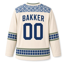 Load image into Gallery viewer, Netherlands Delft Tile Original Hockey Jersey in Biscuit Cream, back view with your name and number