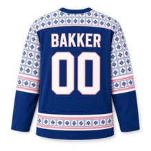 Load image into Gallery viewer, Netherlands Delft Tile Original Hockey Jersey in Delft Blue, back view with your name and number