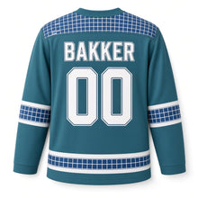 Load image into Gallery viewer, Netherlands Delft Tile Original Hockey Jersey in Canal Teal, back view with your name and number