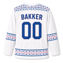 Load image into Gallery viewer, Netherlands Delft Tile Original Hockey Jersey in Porcelain White, back view with your name and number