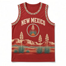 Load image into Gallery viewer, New Mexico Yucca Bloom Original Basketball Jersey in Chile Red, front view – custom name and number