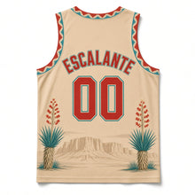 Load image into Gallery viewer, New Mexico Yucca Bloom Original Basketball Jersey in Desert Sand, back view with your name and number