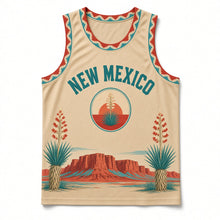 Load image into Gallery viewer, New Mexico Yucca Bloom Original Basketball Jersey in Desert Sand, front view – custom name and number