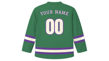 Load image into Gallery viewer, New Orleans Original Hockey Jersey in Bayou Green, back view with your name and number