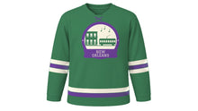 Load image into Gallery viewer, New Orleans Original Hockey Jersey in Bayou Green, front view – custom name and number