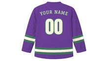 Load image into Gallery viewer, New Orleans Original Hockey Jersey in Jazz Purple, back view with your name and number