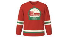 Load image into Gallery viewer, New Orleans Original Hockey Jersey in Streetcar Red, front view – custom name and number