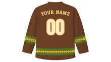 Load image into Gallery viewer, New Yam Festival Original Hockey Jersey in Earth Brown, back view with your name and number