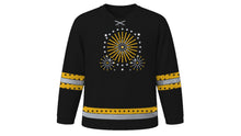 Load image into Gallery viewer, New Year's Eve Original Hockey Jersey in Black, front view – custom name and number