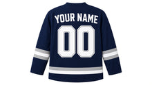 Load image into Gallery viewer, New York Original Hockey Jersey in Navy, back view with your name and number
