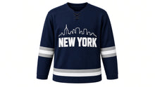 Load image into Gallery viewer, New York Original Hockey Jersey in Navy, front view – custom name and number