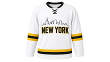 Load image into Gallery viewer, New York Original Hockey Jersey in White, front view – custom name and number