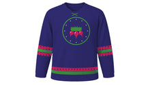 Load image into Gallery viewer, Night of the Radishes Original Hockey Jersey in Night Indigo, front view – custom name and number
