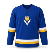 Load image into Gallery viewer, Nowruz Original Hockey Jersey in Blue, front view – custom name and number