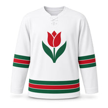Load image into Gallery viewer, Nowruz Original Hockey Jersey in White, front view – custom name and number