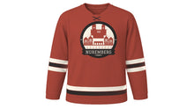 Load image into Gallery viewer, Nuremberg Original Hockey Jersey in Castle Sandstone Red, front view – custom name and number
