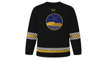 Load image into Gallery viewer, Nyepi Original Hockey Jersey in Midnight Black, front view – custom name and number