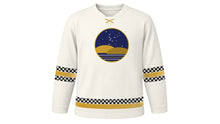 Load image into Gallery viewer, Nyepi Original Hockey Jersey in Moon White, front view – custom name and number