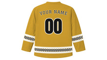 Load image into Gallery viewer, Nyepi Original Hockey Jersey in Temple Gold, back view with your name and number