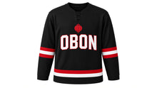 Load image into Gallery viewer, Obon Original Hockey Jersey in Black, front view – custom name and number