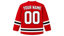 Load image into Gallery viewer, Obon Original Hockey Jersey in Red, back view with your name and number
