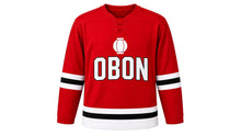 Load image into Gallery viewer, Obon Original Hockey Jersey in Red, front view – custom name and number