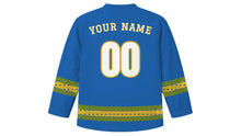 Load image into Gallery viewer, Ohi Day Original Hockey Jersey in Aegean Blue, back view with your name and number