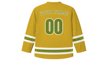 Load image into Gallery viewer, Ohi Day Original Hockey Jersey in Laurel Gold, back view with your name and number