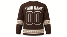 Load image into Gallery viewer, Oktoberfest Original Hockey Jersey in Brown, back view with your name and number