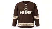 Load image into Gallery viewer, Oktoberfest Original Hockey Jersey in Brown, front view – custom name and number