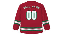 Load image into Gallery viewer, Old New Year Original Hockey Jersey in Cranberry Red, back view with your name and number
