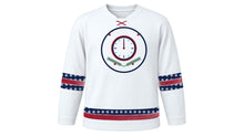 Load image into Gallery viewer, Old New Year Original Hockey Jersey in Frost White, front view – custom name and number