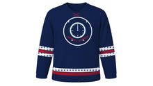Load image into Gallery viewer, Old New Year Original Hockey Jersey in Midnight Blue, front view – custom name and number