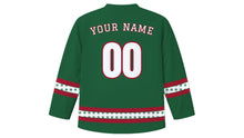Load image into Gallery viewer, Old New Year Original Hockey Jersey in Spruce Green, back view with your name and number