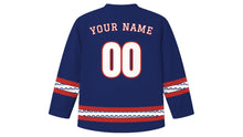 Load image into Gallery viewer, Omisoka Original Hockey Jersey in Indigo, back view with your name and number