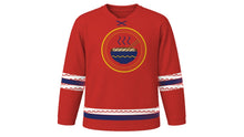 Load image into Gallery viewer, Omisoka Original Hockey Jersey in Vermilion, front view – custom name and number